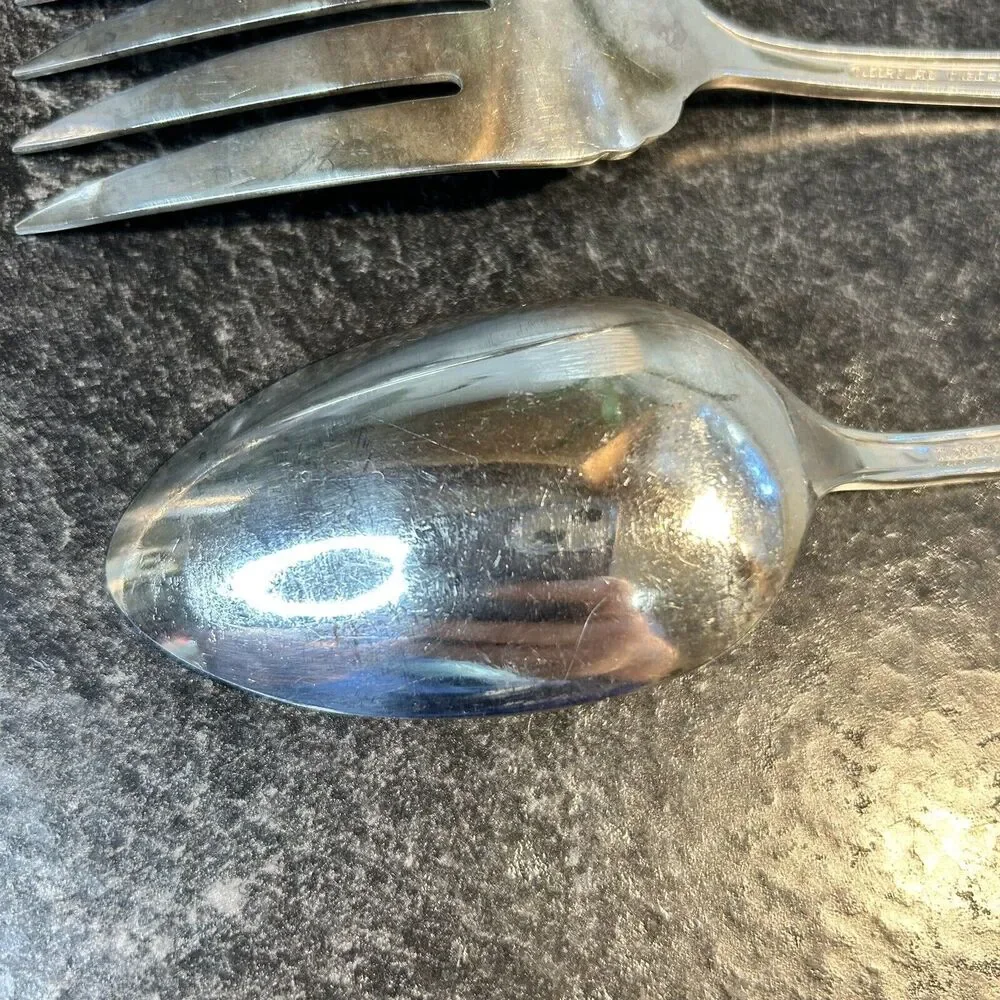 Tudor Plate 1948 SWEET BRIAR‎ Serving Spoon & Fork Flatware Oneida Community